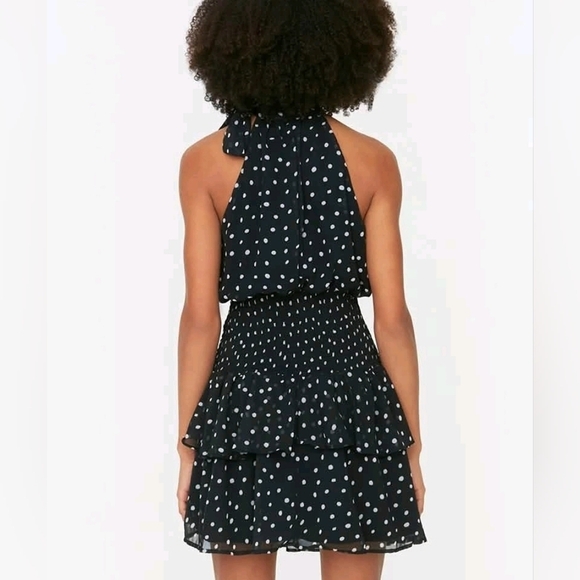 Black Polkadot Halter-Neck Mini Dress - Picture 6 of 11